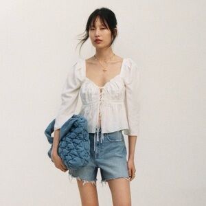 H&M x Brock Collection White Tie Front Top